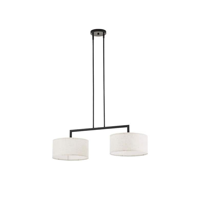 2 Light dining light fixtures off-white farmhouse chandelier fabric pendant lights