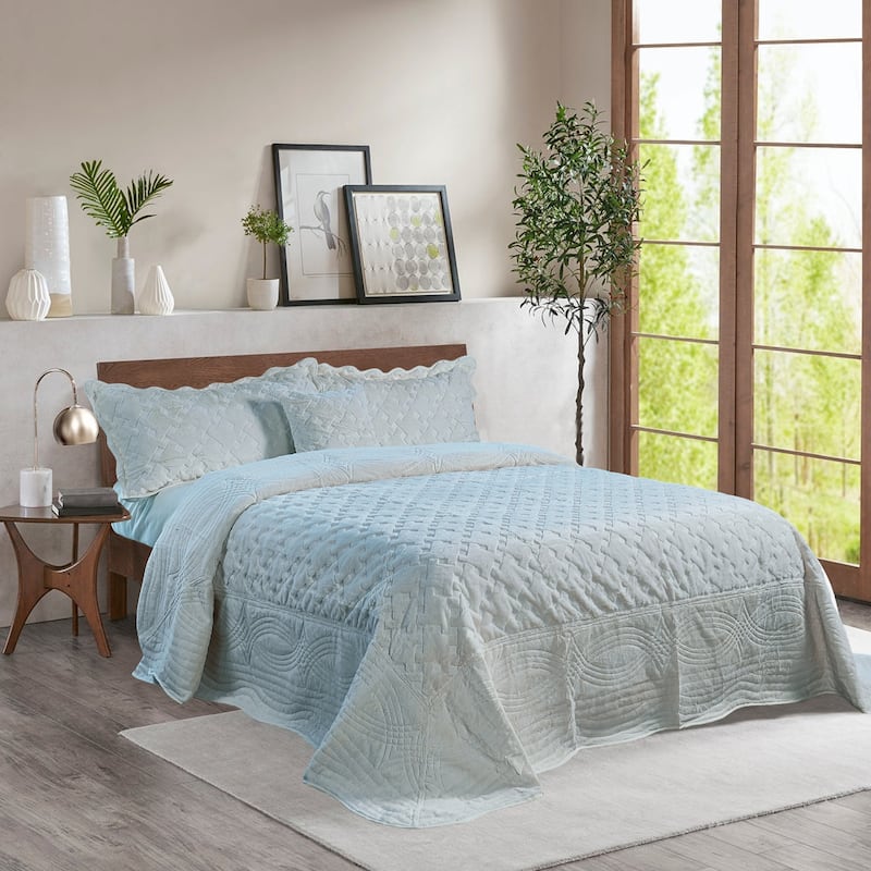 FauxFur Quilted Tatami 4-piece Bedspread Set