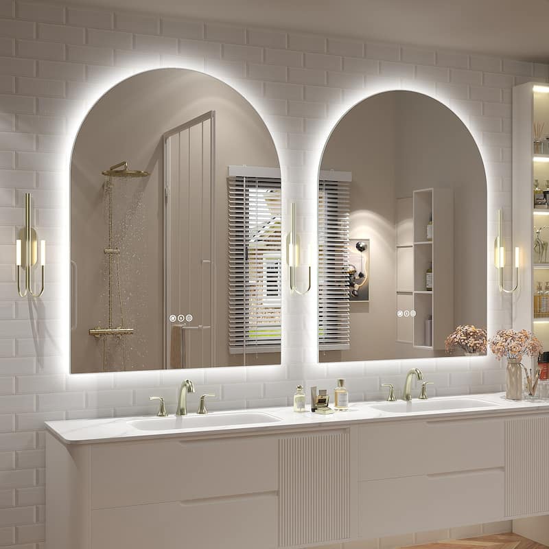 UL Certified Arched LED Anti-fog Tempered Glass Wall Bathroom Vanity Mirror