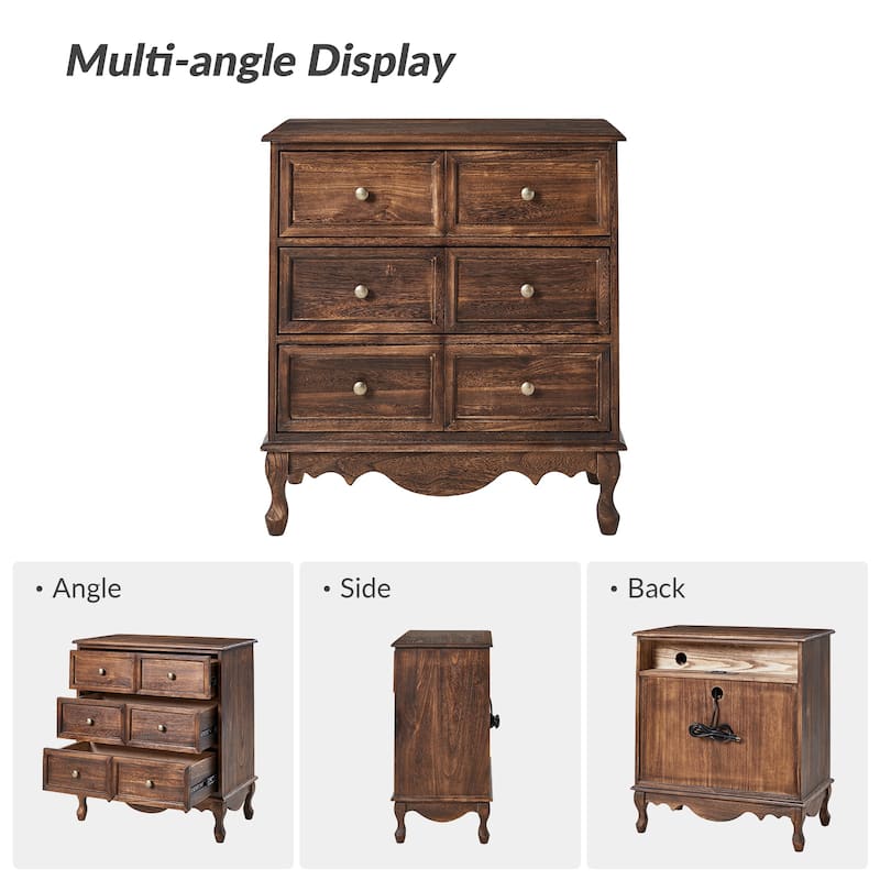 Pallantium Farmhouse 30"Tall Distressed 3-Drawer Nightstand With Solid Wood Legs and Adjustable Feet Set Of 2 by HULALA HOME