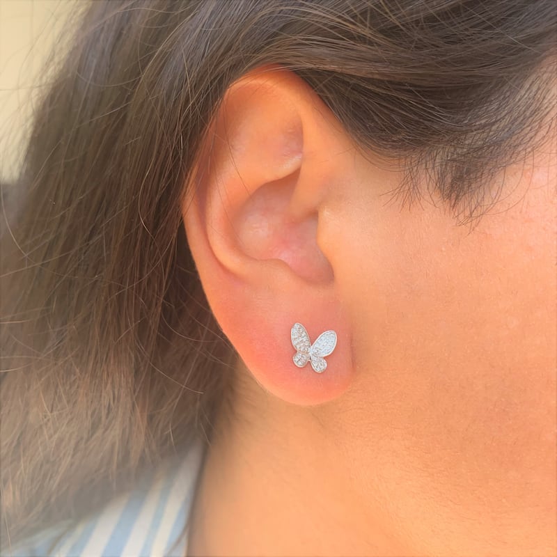 Joelle Collection Dimond Butterfly Studs Earrings 14K White Gold 1/5 ct