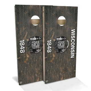 Wisconsin Flag Rustic Outdoor Cornhole Board Set
