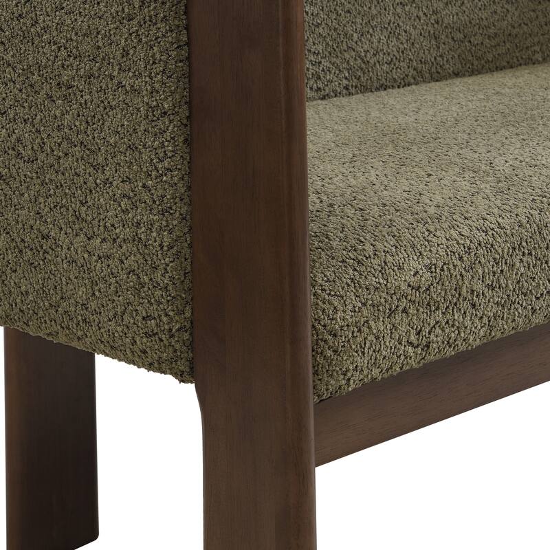 Simple Loveseat Green Walnut Sofa Couch with Track Armrests, 2-Seater Settee Sofa Couch with Wood Legs