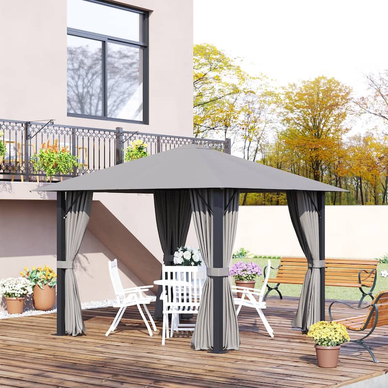 Patio Gazebo Canopy Shelter with Aluminum Frame and Vented Roof,10' x 10'