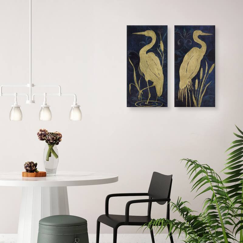Egret on Indigo I & II by Janet Tava Canvas Art Prints