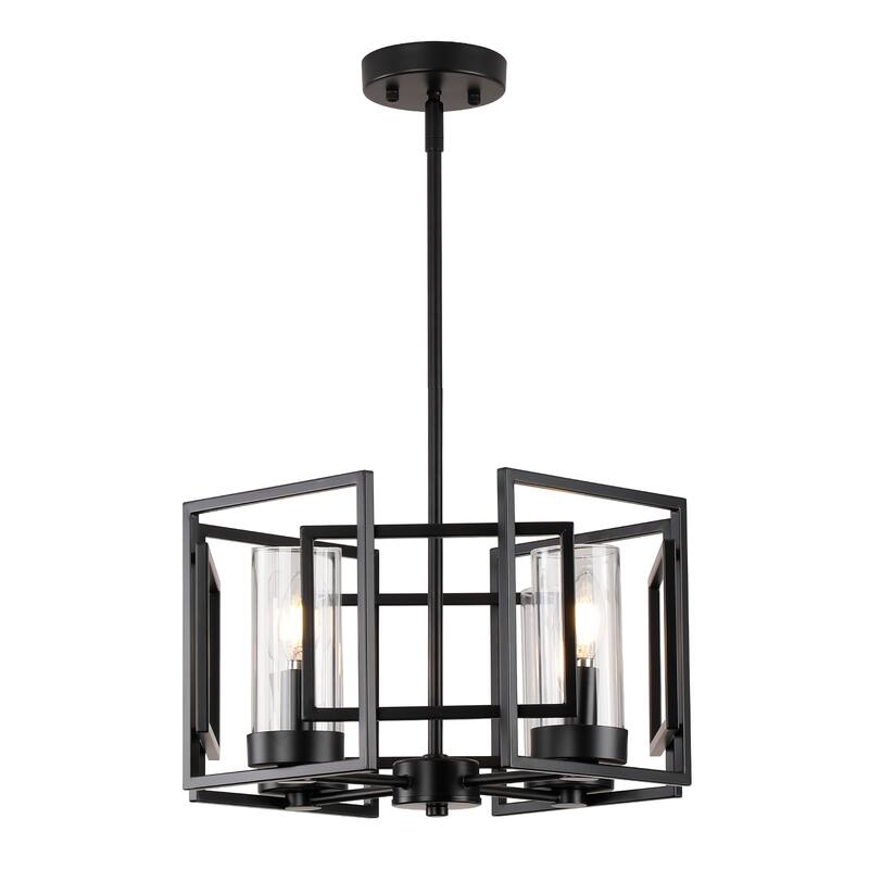 4-Light Geometric Simple Lantern Marco Pendant Lamp or Semi Flush Mount