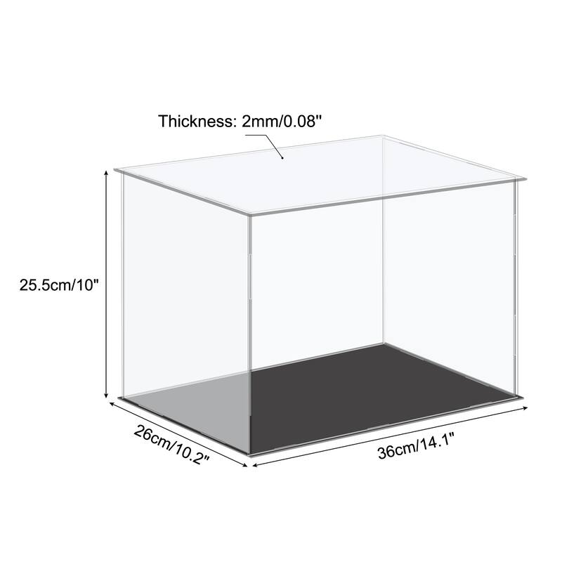 Acrylic Display Case Plastic Box Cube Storage Small Dustproof Showcase - 14.1x10.2x10 Inch