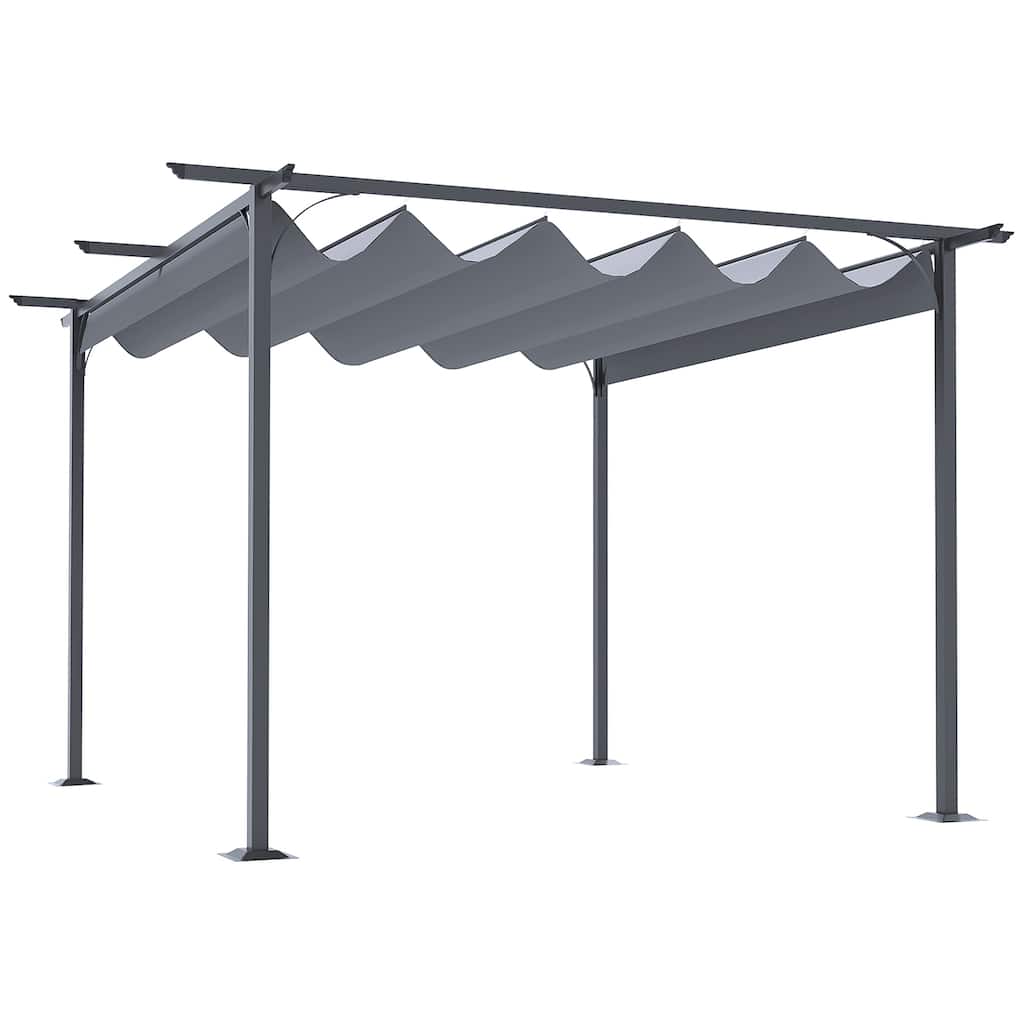 11.5'x11.5' Retractable Patio Pergola with UV Protection Canopy, Steel Frame for Outdoor Shade