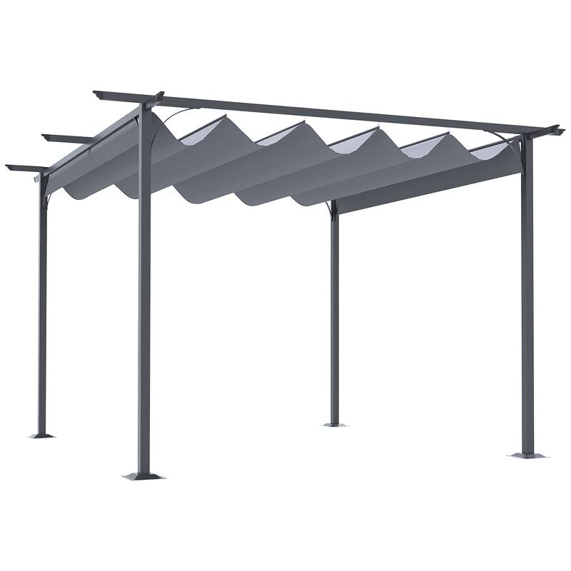 Outsunny 11.5' x 11.5' Retractable Pergola Canopy, Outdoor UV Protection & Sun Shade, Steel Frame