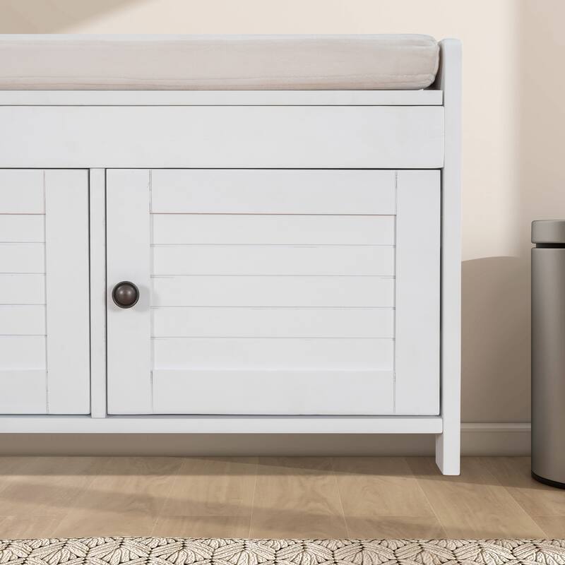 43.5" Storage Bench With Linen Blend Cushion