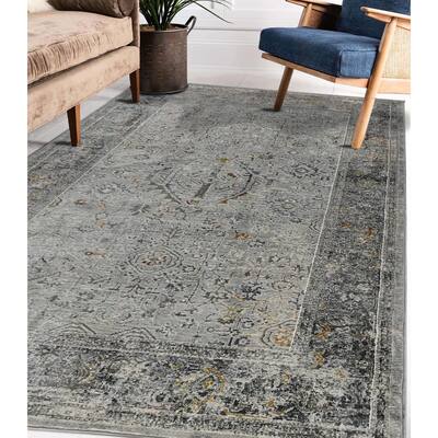 Lanfar Hennasie Silver/Orange Polyester Blend Area Rug