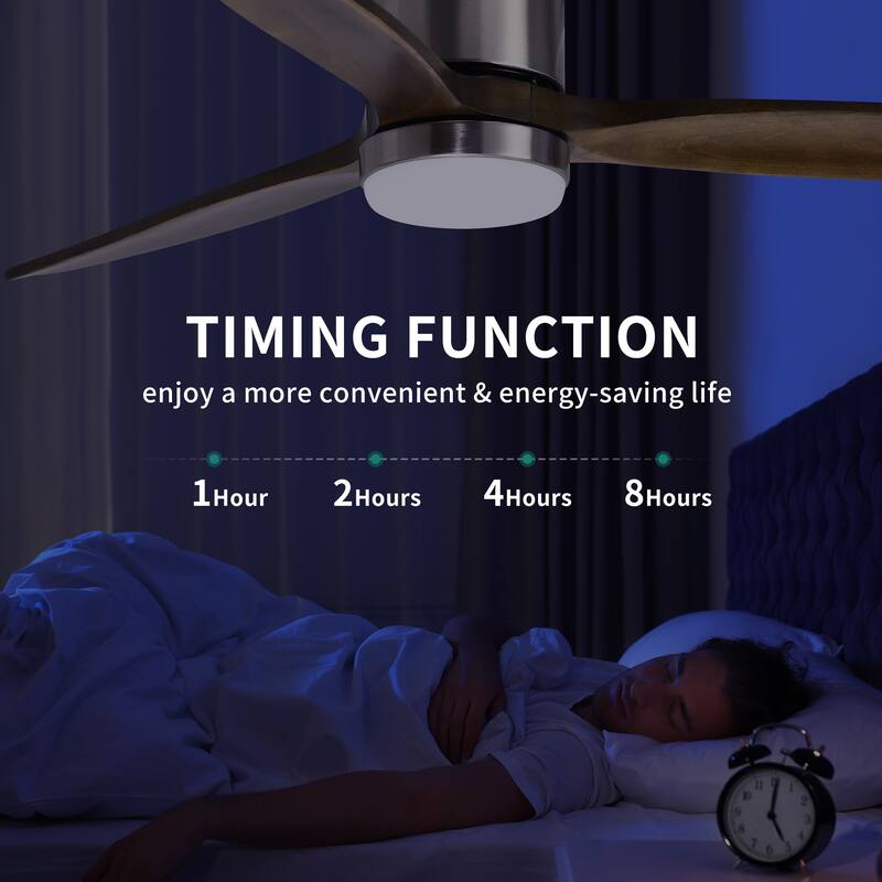 Moasis 52" Low Profile Ceiling Fan with LED Light and Remote Wall Switch 6 Speed Reversible Airflow