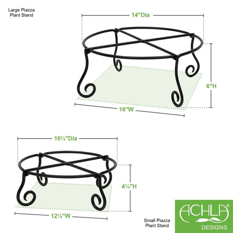 Achla Designs Small Short Piazza Plant Stand, 12.25 Inch Diameter, Black Powder Coat Finish