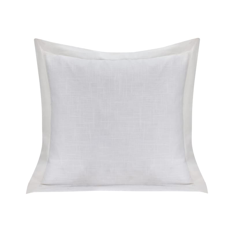 HiEnd Accents Luna Single Flanged Washed Linen Pillow, 20"x20" - White