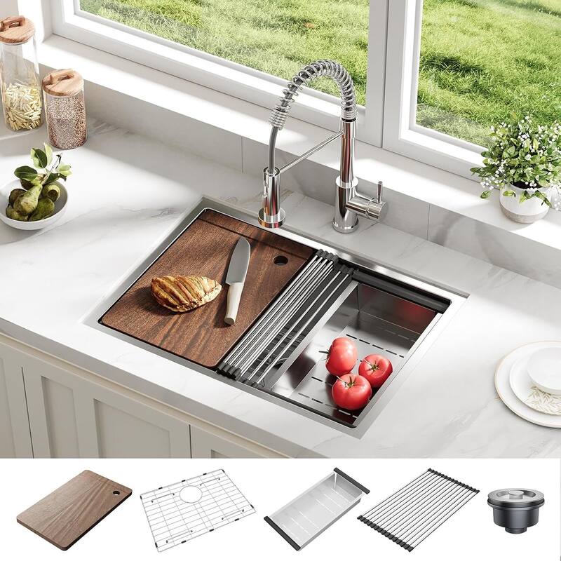 23"X18"X10" Undermount Kitchen Sink for Easy Installation (Not Included Faucet)