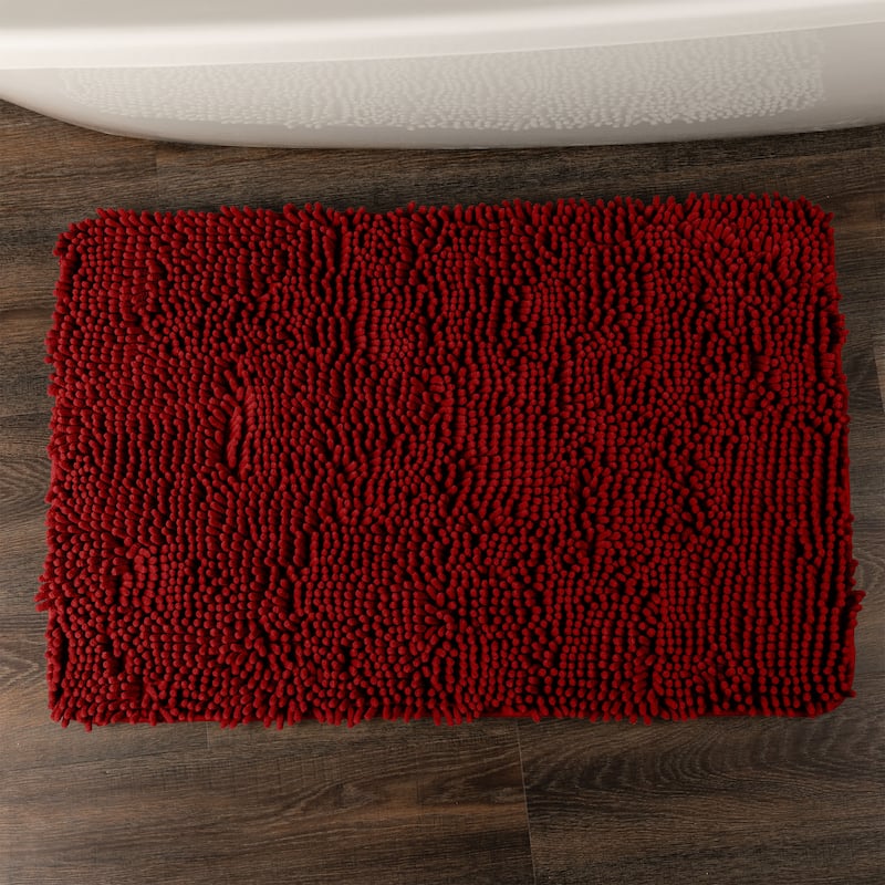 Bathroom Rugs - 2-Piece Memory Foam Bathroom Set with Chenille Shag Top and Non-Slip Base by Windsor Home