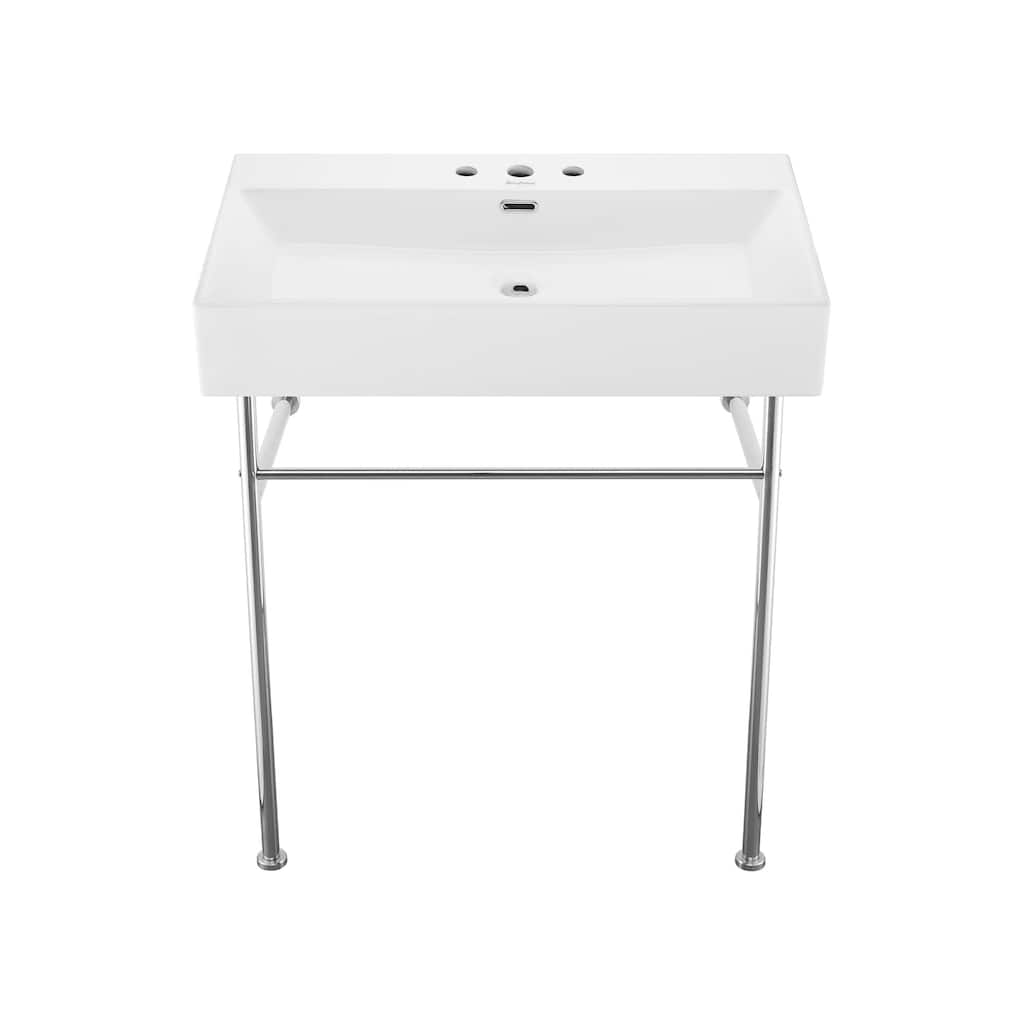 Swiss Madison SM-CS712-3 Claire 29-3/4" Rectangular Ceramic Console - Glossy White / Chrome