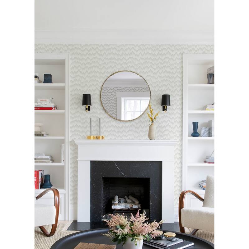 Scott Living Holmby Bone Brushstroke Zigzag Wallpaper