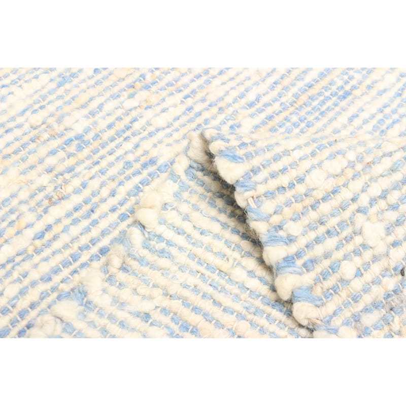 ECARPETGALLERY Braid weave Sienna Light Blue Wool Rug - 5'1 x 8'3