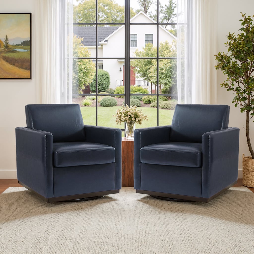Modern Upholstered Swivel Accent Arm Chair Set of 2