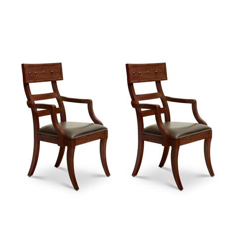 Aspen Mahogany & Leatherette Upholstered Host Armchairs (Set of 2)