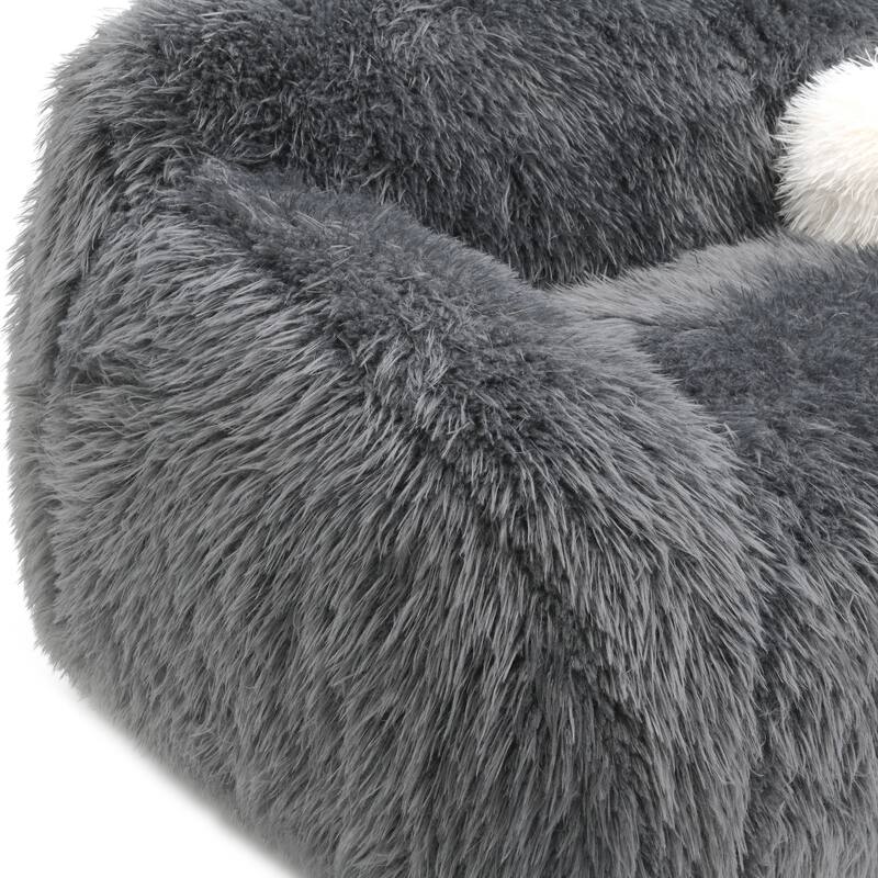 Furniture of America Cynra Modern 45-inch Faux Fur Swivel Arm Chair with Ball Pillow