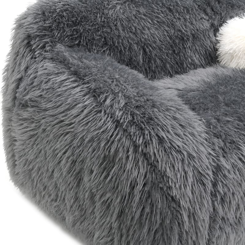 Furniture of America Cynra Modern 66-inch Faux Fur Loveseat with Ball Pillow