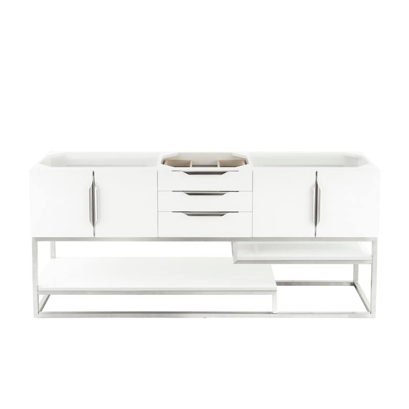James Martin Vanities Columbia 72" Single Vanity, Glossy White with Brushed Nickel Hardware - Base Only - No Countertop