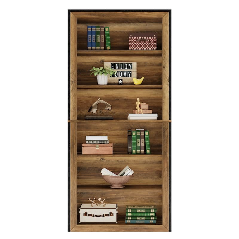 74'' 7 Tiers Narrow Tall Bookcase Wood Open Display Floor Bookshelf