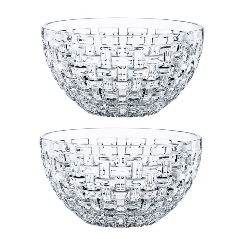 Nachtmann Set of 2 Bossa Nova Round Crystal Bowls - 6 Inch - 6 Inch - Clear