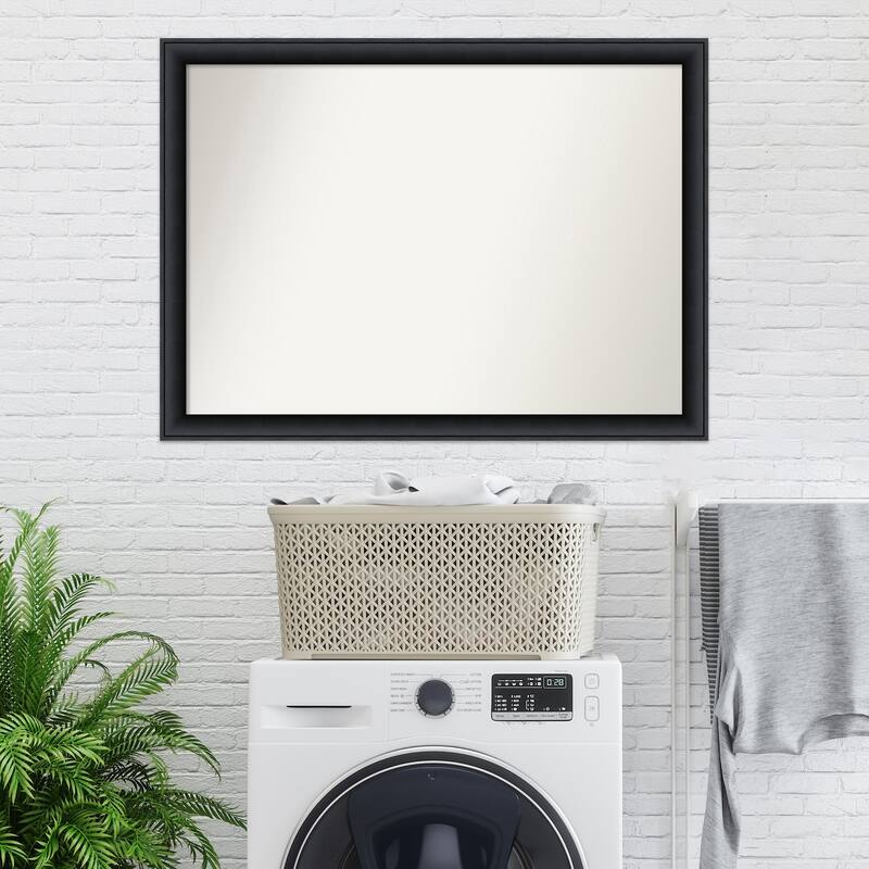 Non-Beveled Wood Bathroom Wall Mirror - Nero Black Frame - Nero Black