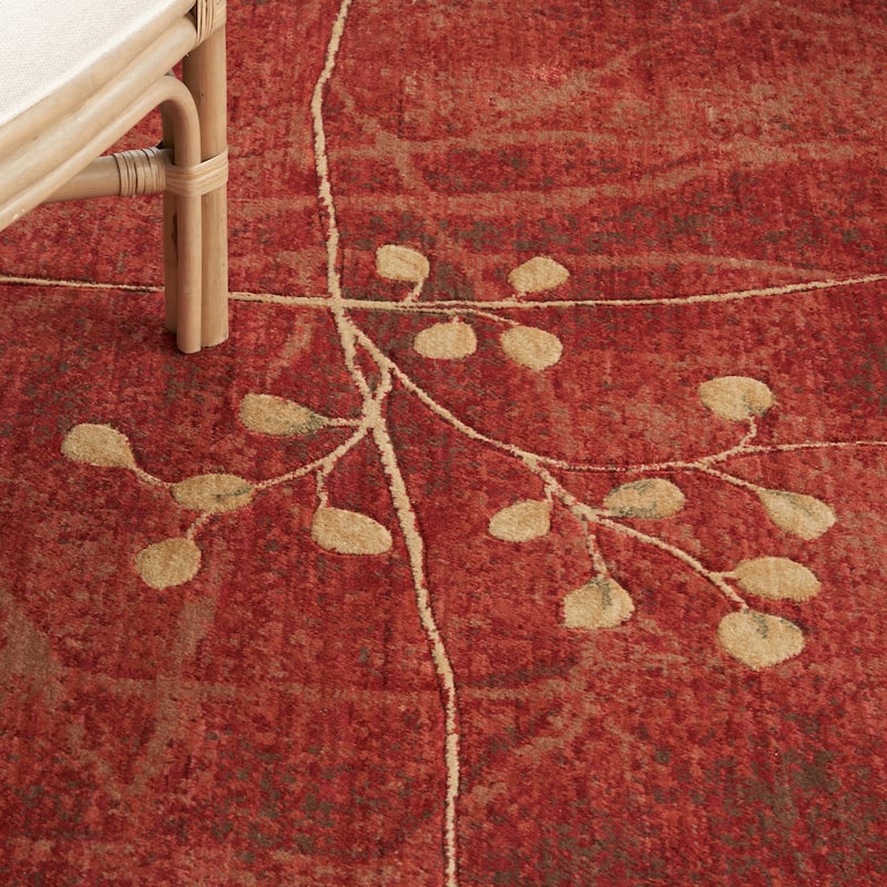 Nourison Susan Contemporary Floral Indoor only Area Rug. - 5' 3" x 7' 5" - Flame