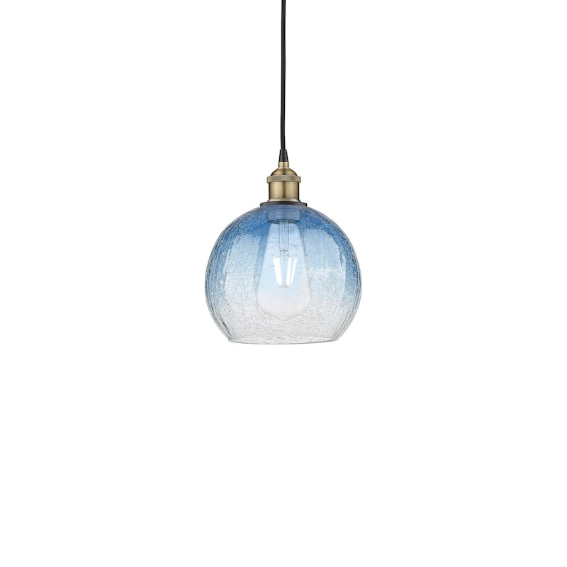 Innovations Lighting 616-1P-11-8 Brookhaven Globe Pendant Brookhaven - Black Antique Brass / Sapphire Blue