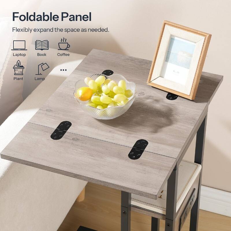 Foldable End Table - 15.4"D x 10.2"W x 25.2"H
