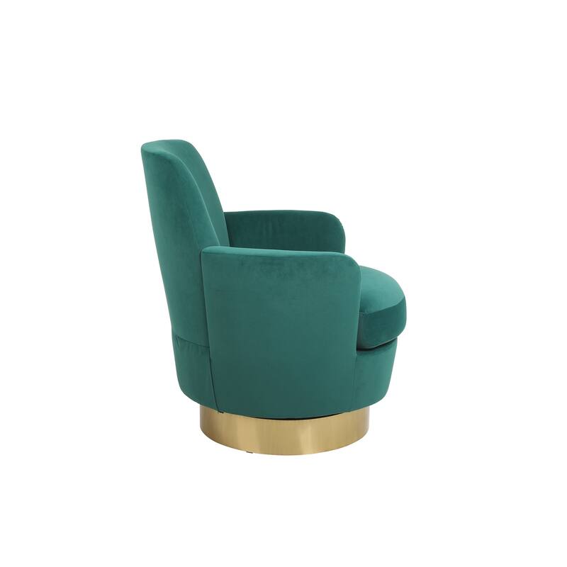 Swivel Accent Chairs Armchair for Living Room, Reading Chairs , Round Barrel Chairs with Gold Stainless Steel Base