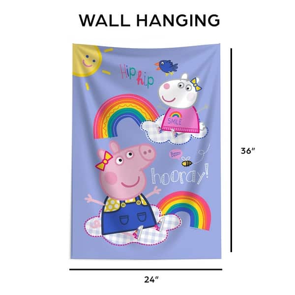 Hasbro Peppa Pig Hooray Peppa Tapestry Wall Hanging - 24x36 inches