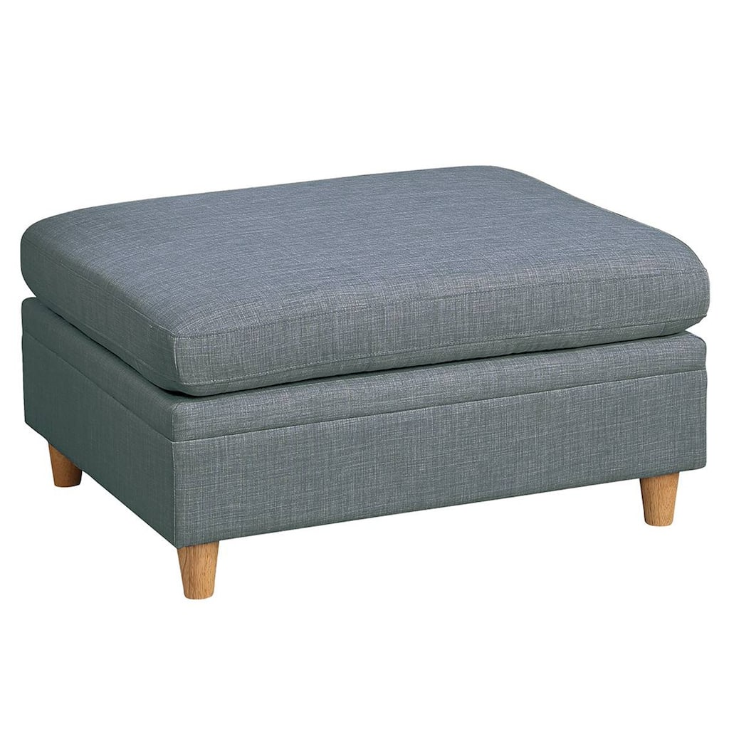 Dorris Fabric Upholstered Modular Ottoman with Wooden Tapered Legs