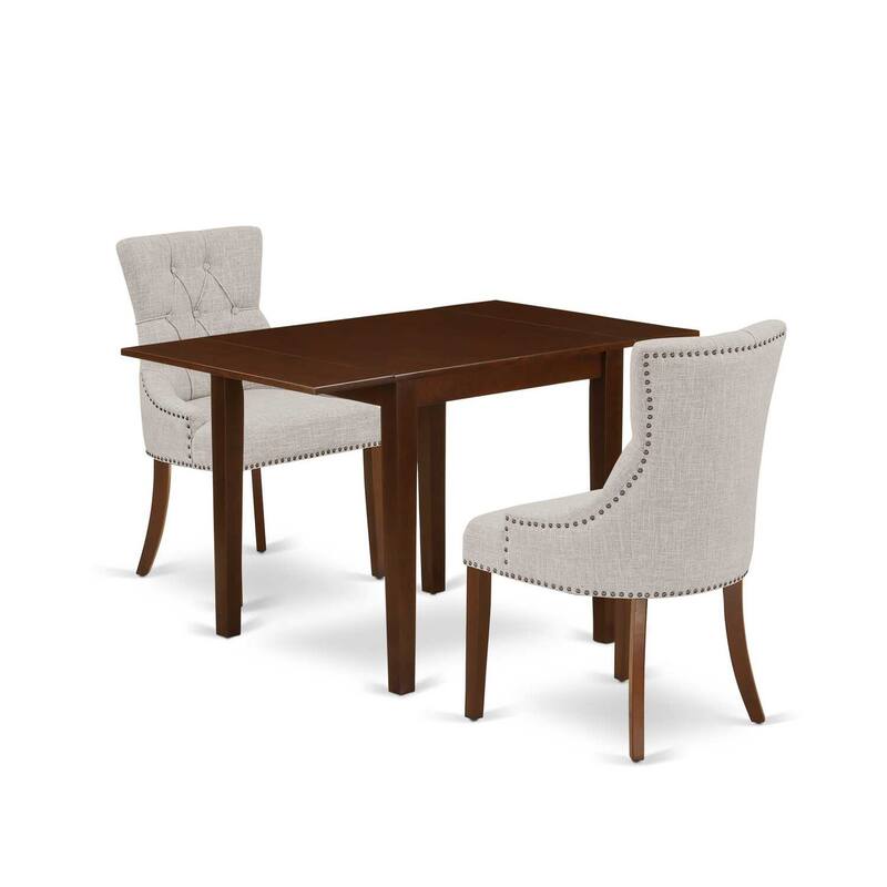 HomeStock 3-Piece Mahogany Finish Solid Wood Top Dining Table Set
