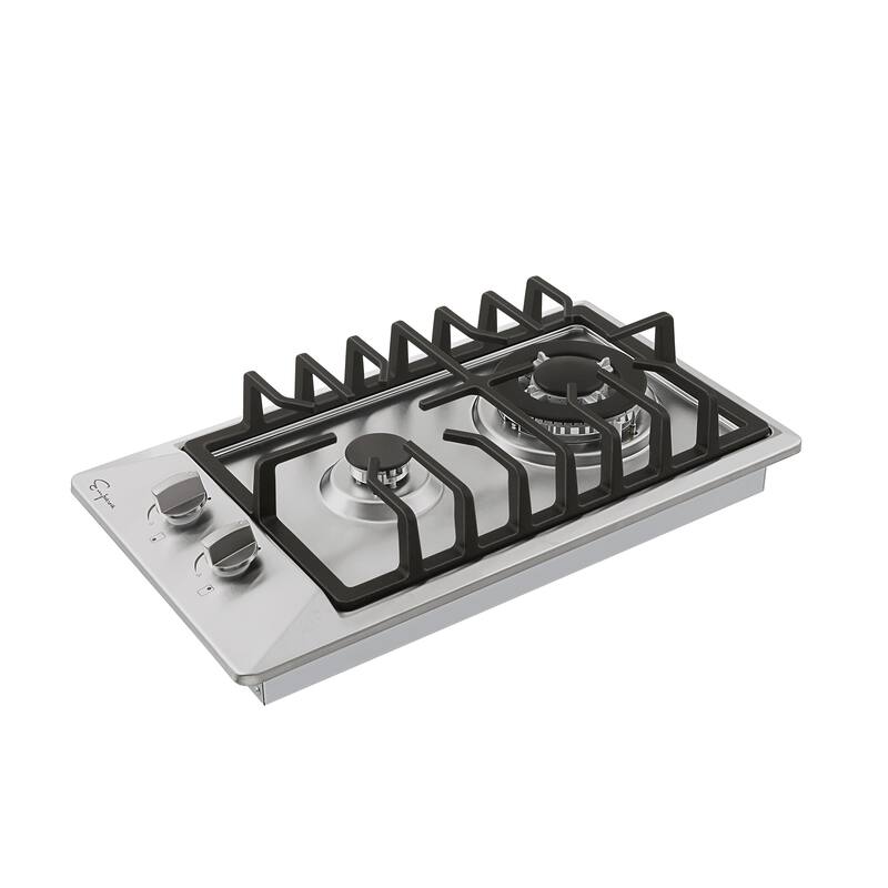 12 in. Gas Cooktop 2 Sealed Burners LPG Convertible Stove in Stainless Steel