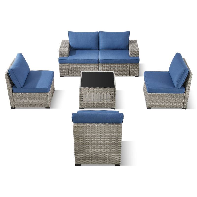 Pocassy Outdoor Sectional Sofa Patio Furniture Sets with Thickened Cushions