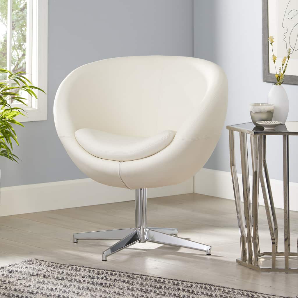 Christopher Knight Home Modern White Bonded Leather Roundback Chair