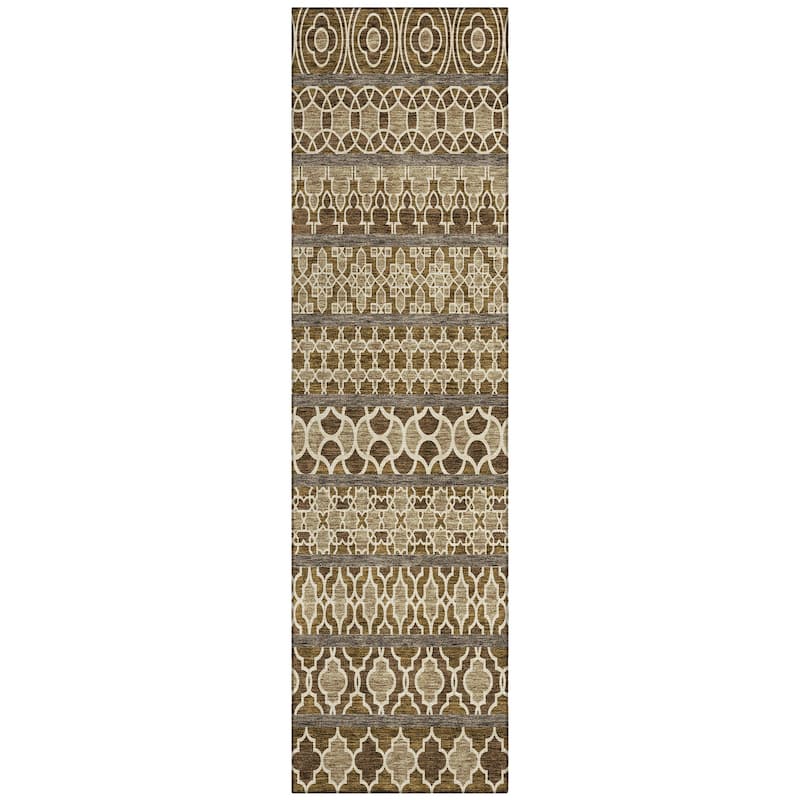 Machine Washable Indoor/ Outdoor Chantille Stripe Boho Rug