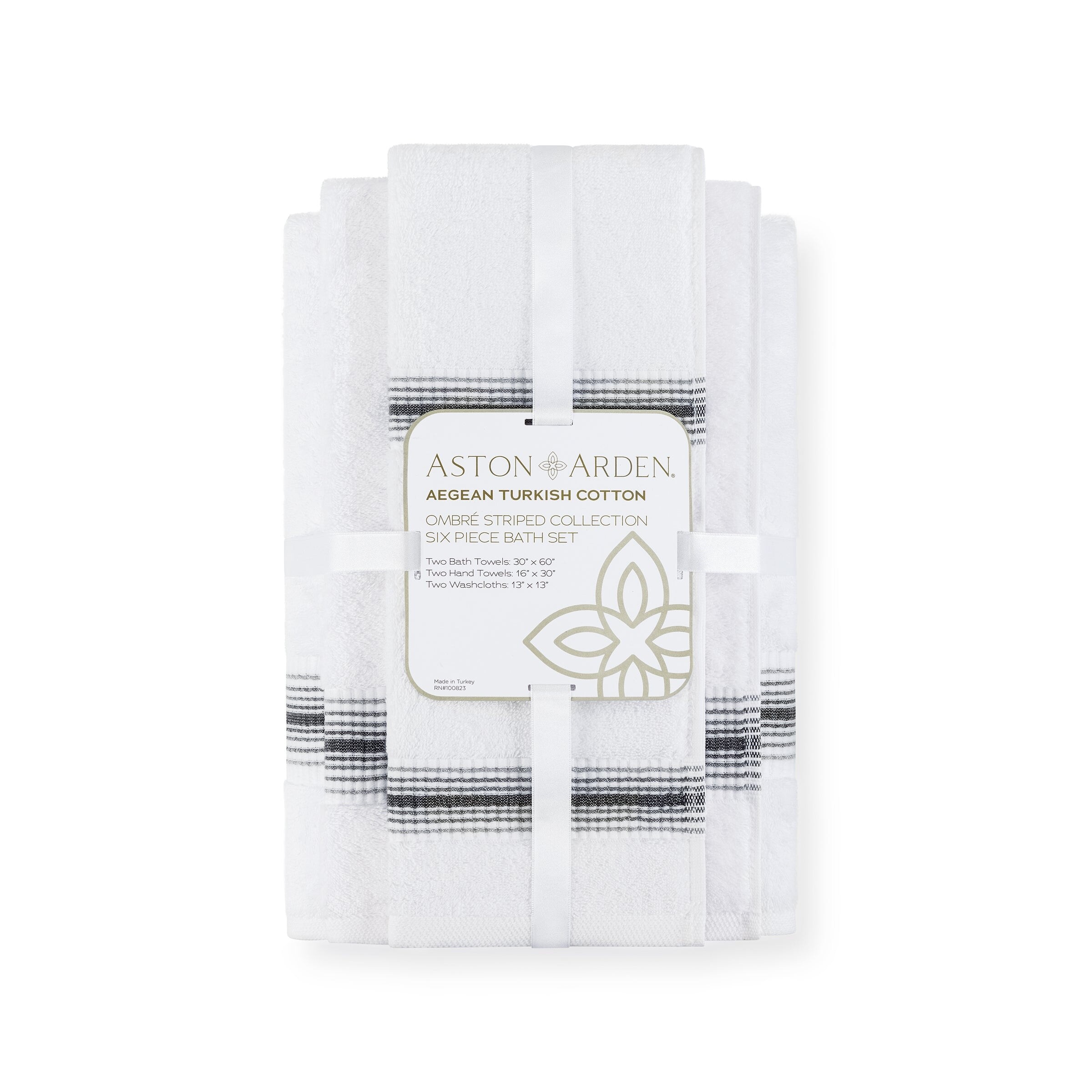 Aston & Arden Turkish Cotton Towel Set (6-Piece) - Striped-image