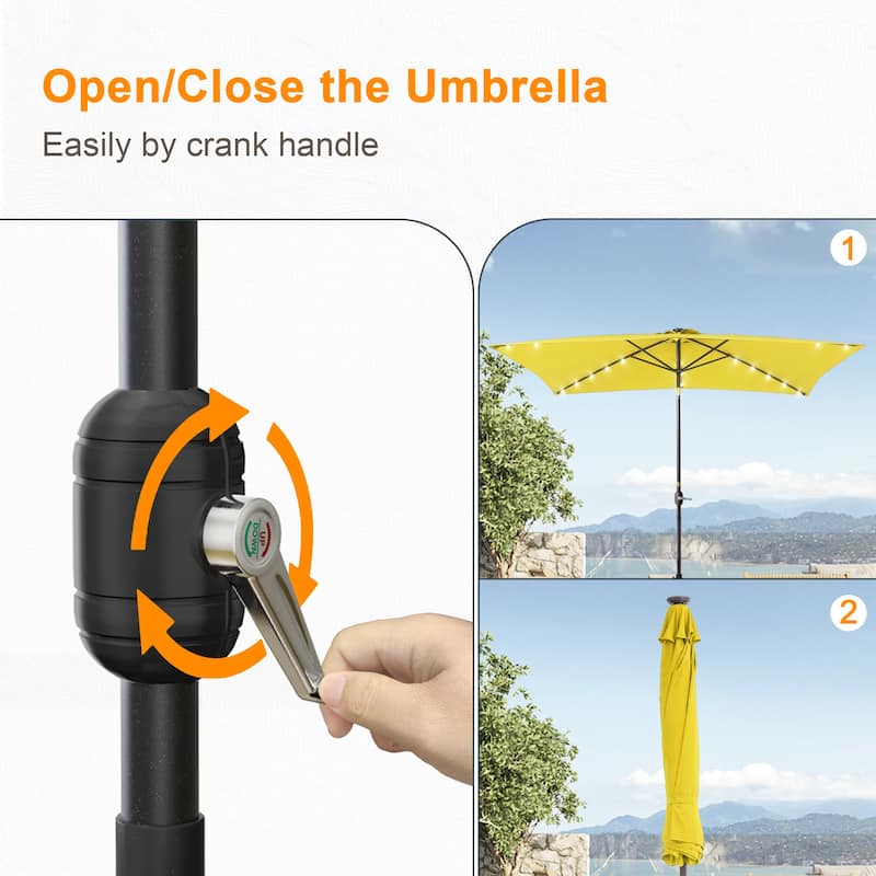 LIVOOSUN 6x9Ft LED Patio Umbrella Weather Resistant Table Umbrella