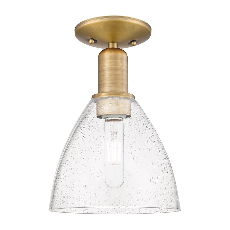 Innovations Lighting Endless Possibilities Arcadia - Bristol - 1 Light 8" Semi-Flush Mount - Brushed Brass/Seedy
