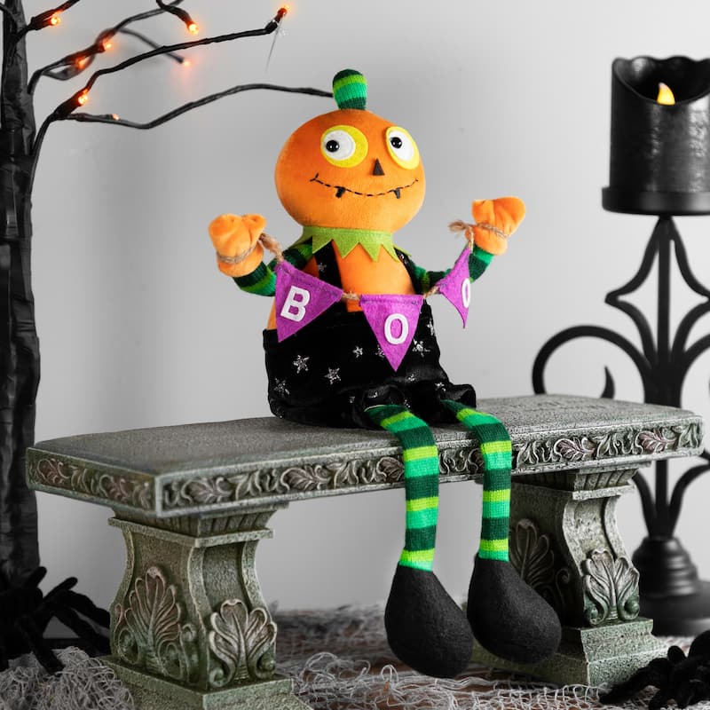 Jack O Lantern Halloween Decoration with Boo Banner- 14"