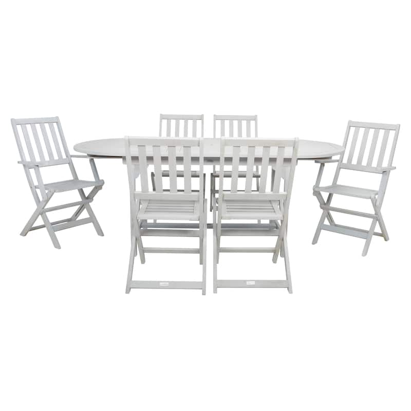 SAFAVIEH Linda 6-Chair 1-Table Extendable Patio Dining Set - 35Wx79Dx30H