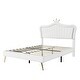 preview thumbnail 67 of 68, Upholstered Bed LED Frame Modern Upholstered Princess Bed w/ Crown Headboard and Metal Legs, Cute Kids Platform Bed/ Noise-Free