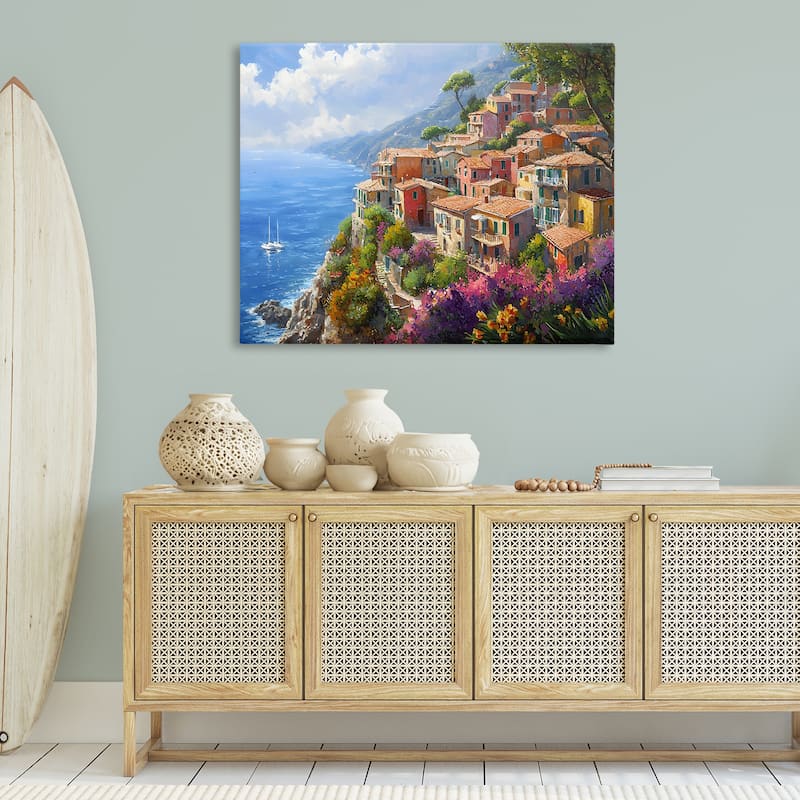 Stupell Coastal Seaside Village View Canvas Wall Art Design By Franklyn Gregory
