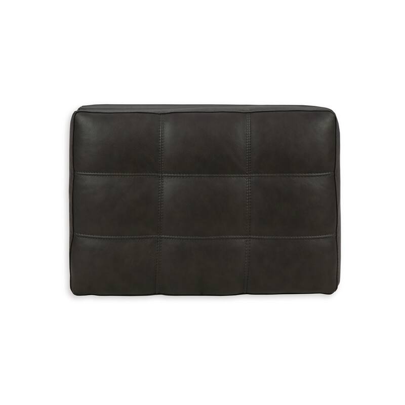 Lenie Ottoman, Tufted Details, Dark Gray Real and Faux Leather 34 Inch